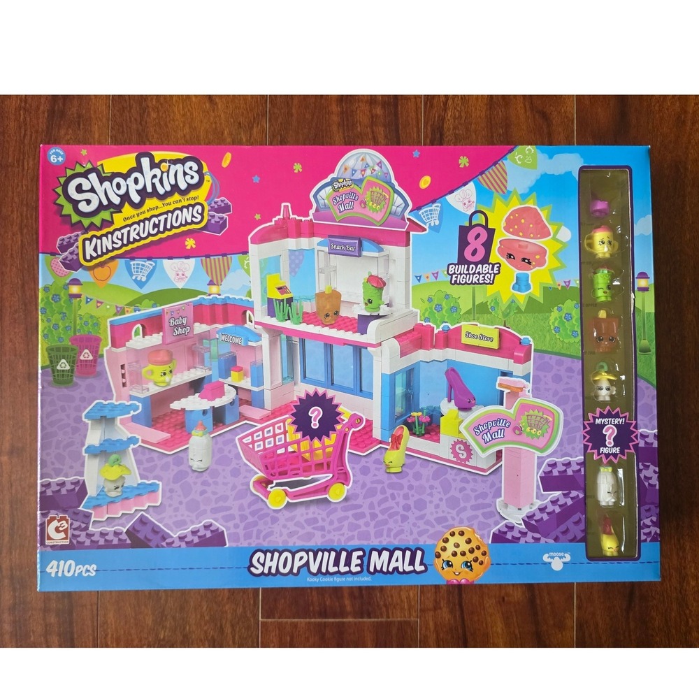 Shopkins Kinstructions Shopville Mall Building Set 410 Pieces 8 Figures NEW